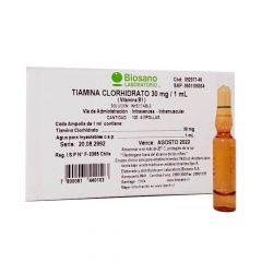 TIAMINA HCl 30mg/ml 1 ml 100 AMP BIOSANO