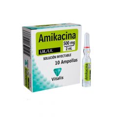 AMIKACINA SOL INY 500 mg/2 mL x10 ampollas